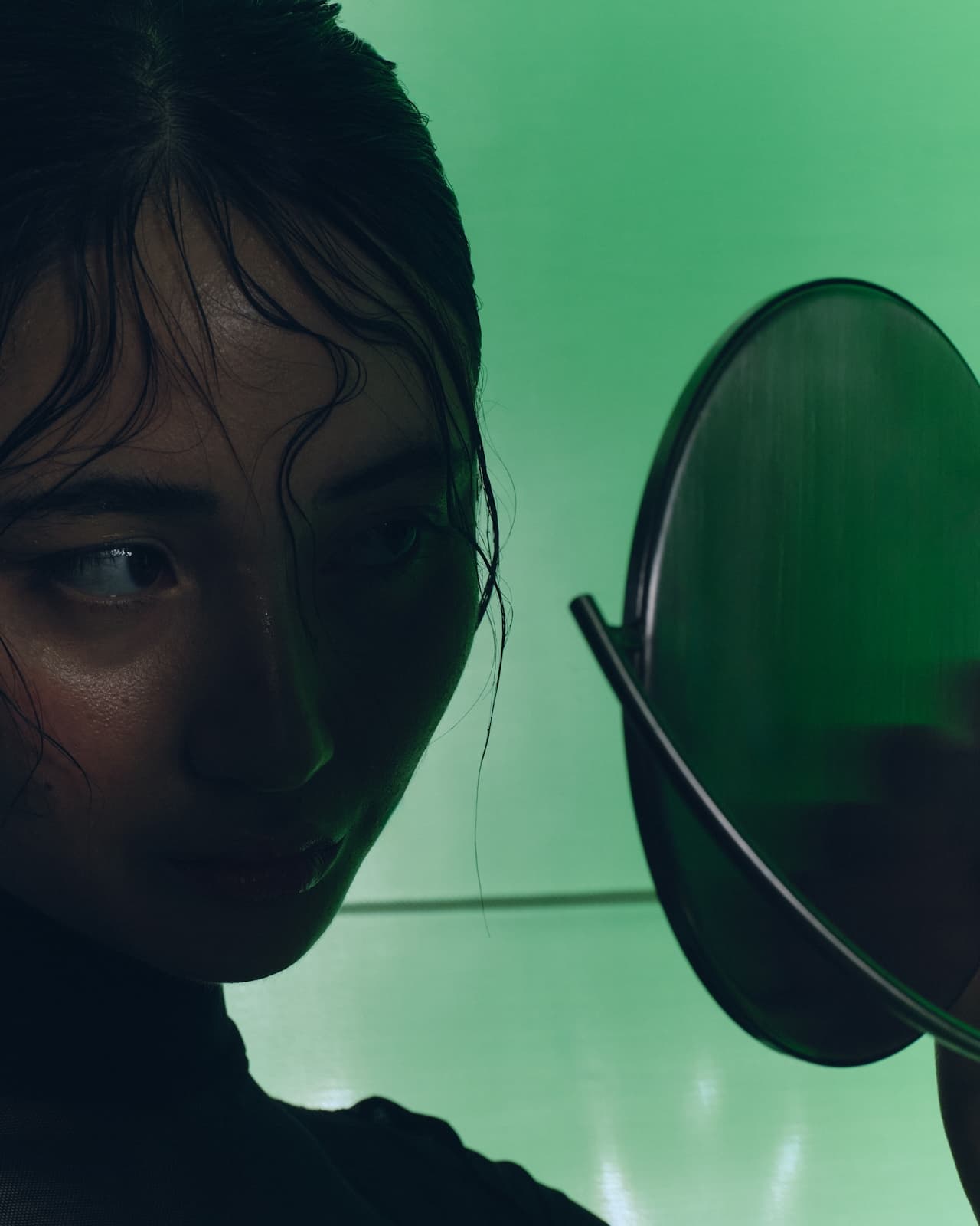 Close-up portrait of a scientist, editorial lighting