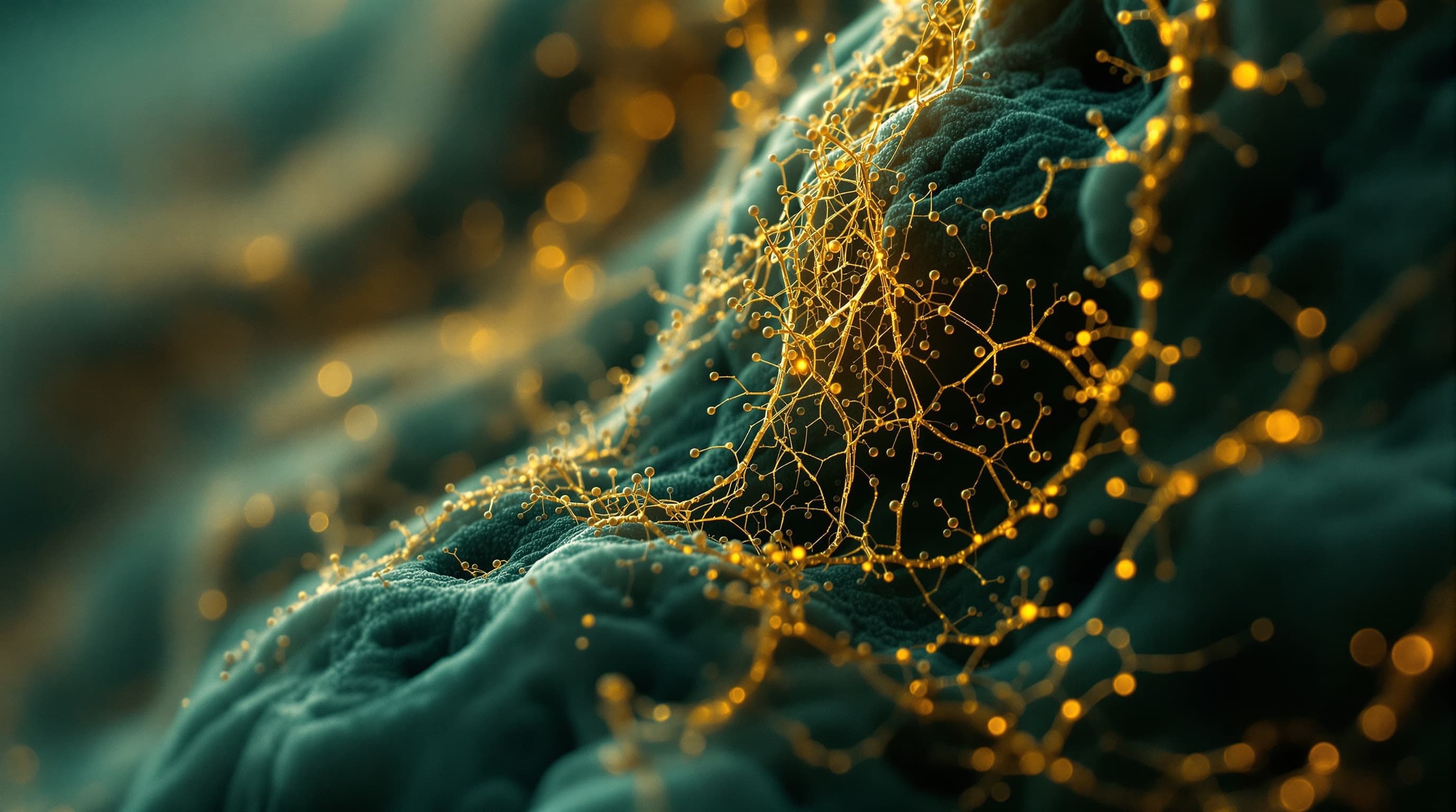Fine gold filament network evoking neurotransmitter signalling at synapses