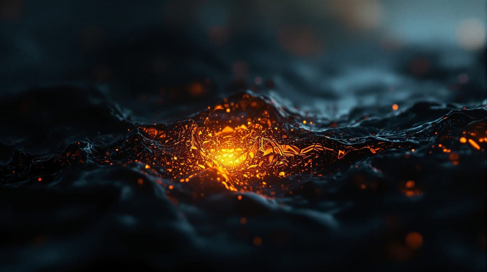Deep amber glow in dark quiet undulation evoking restorative sleep