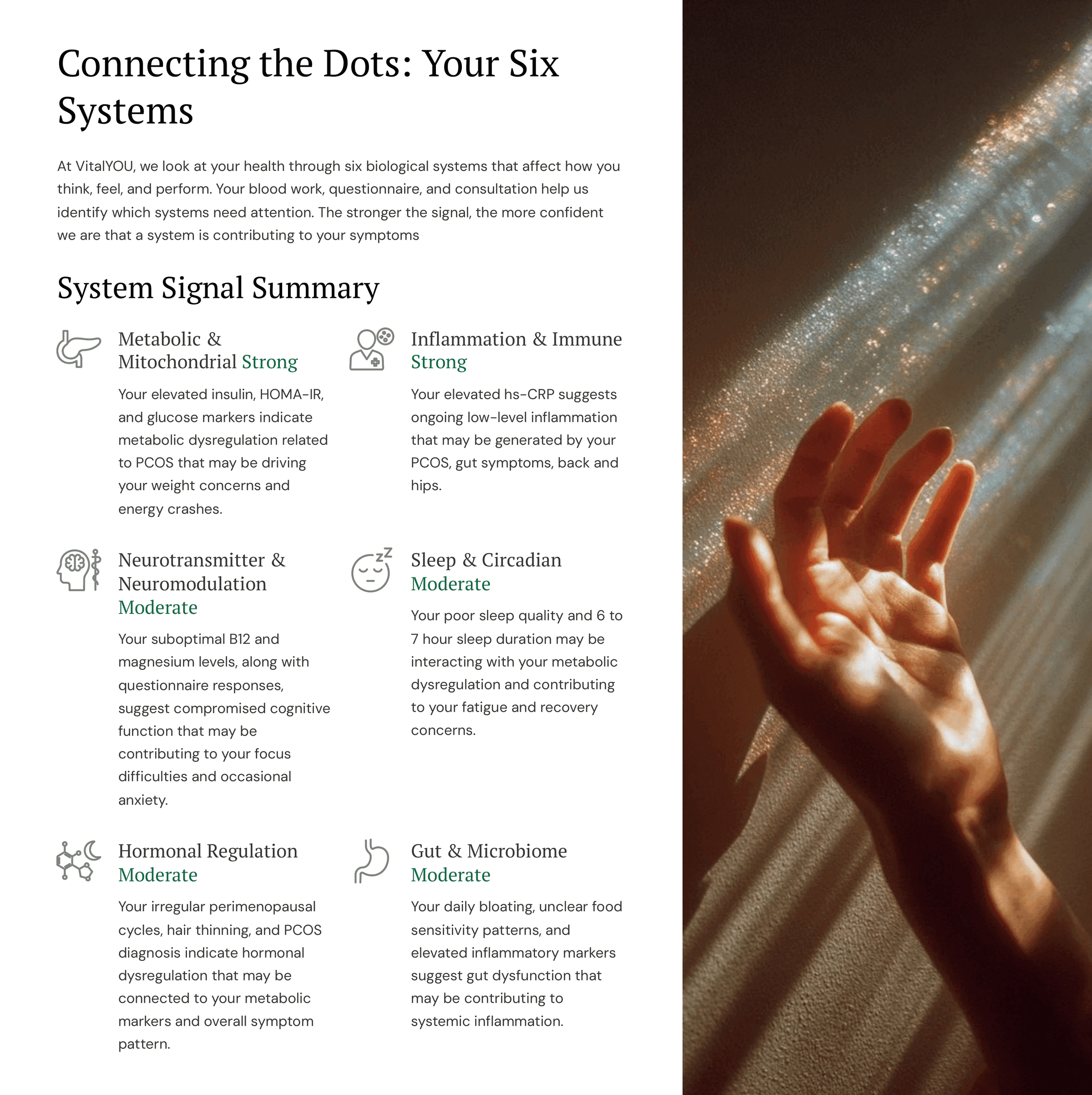 Report page: Your six systems